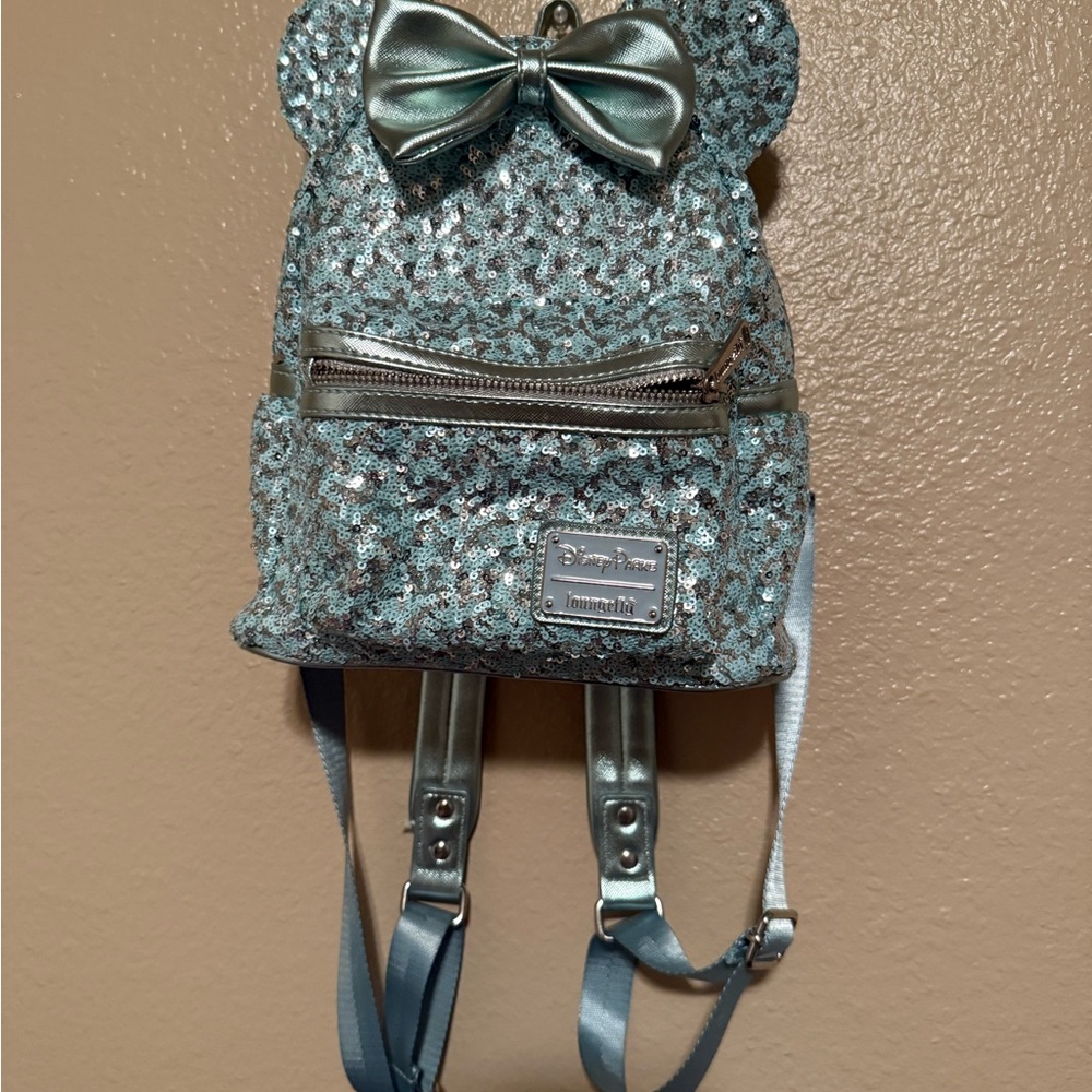 Loungefly Glittery Teal Backpack with Bow